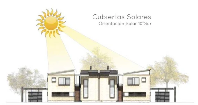 Las cubiertas se inclinan 10° al sur para recibir la mayor radiación posible y quedar listas para los paneles fotovoltaicos.