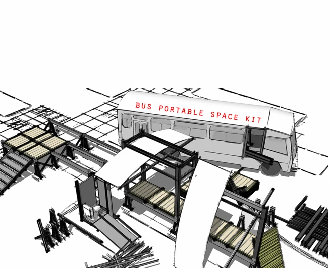 Kit de mobiliario portátil para el bus